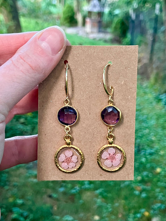 Amethyst and Plum Blossom earrings