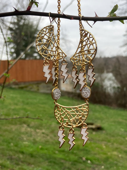 Storm Cloud Necklace + Lightning Storm Earrings set