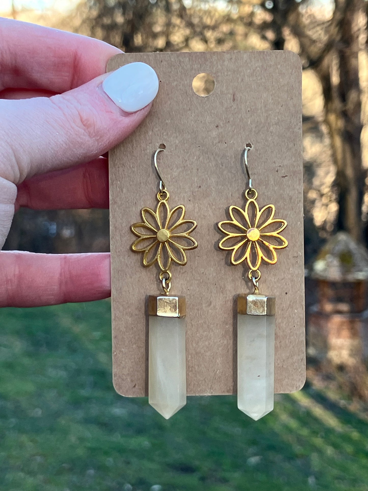 Yellow Aventurine Pillar Earrings