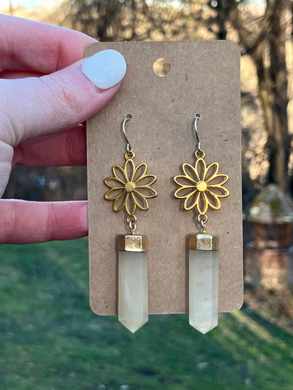 Yellow Aventurine Pillar Earrings