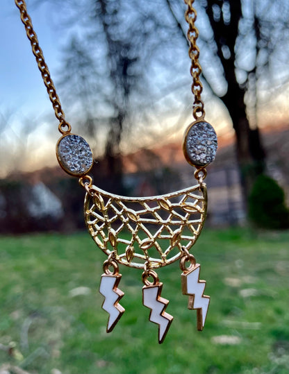 Storm Cloud Necklace + High Voltage Earrings