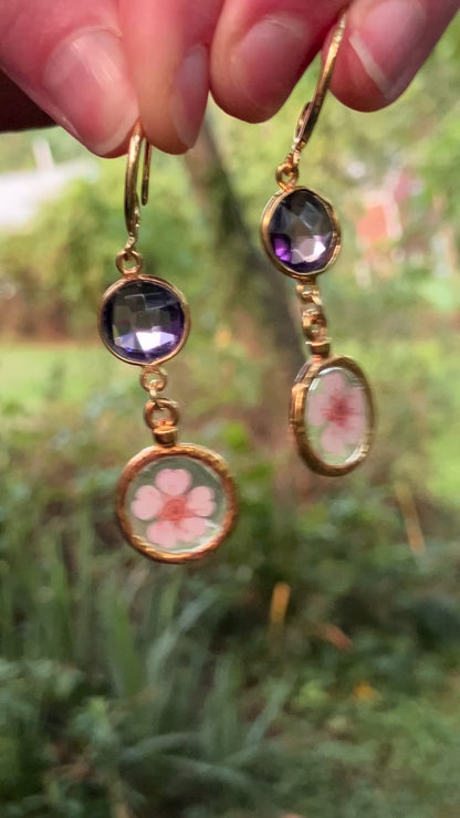 Amethyst and Plum Blossom earrings