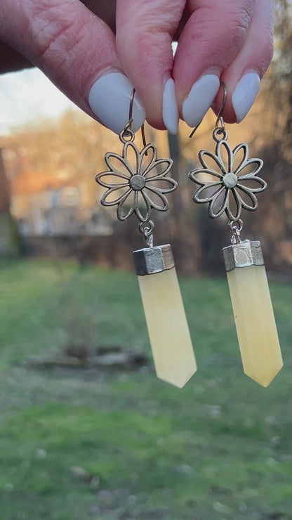 Yellow Aventurine Pillar Earrings