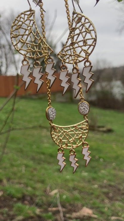 Storm Cloud Necklace + Lightning Storm Earrings set