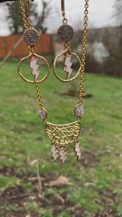 Storm Cloud Necklace + High Voltage Earrings