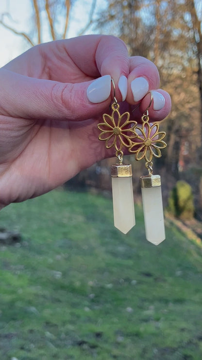 Yellow Aventurine Pillar Earrings